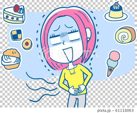 イラスト素材 甘いものが食べたい若い女性のイラスト素材