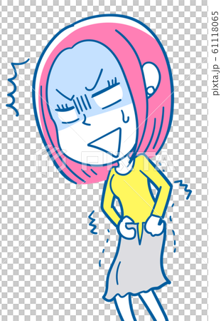 圖庫插圖：一個年輕的女人掙扎著沒有裙子 61118065