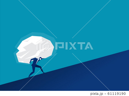 Businessman carrying huge stones forward to success concept vector Businessman carrying huge stones forward to success concept vector 61119190