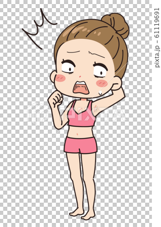 Illustration of a woman shocked by unwanted hair full body view 61119691