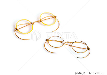 Golden old fashion glasses isolated on white background Golden old fashion glasses isolated on white background 61120656