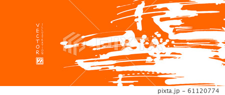 White ink brush stroke on orange background. White ink brush stroke on orange background. 61120774