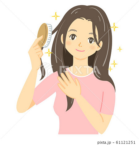 girl brushing hair clipart black and white