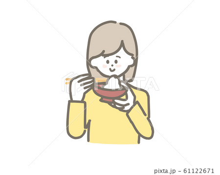 お餅を食べる女性のイラスト素材