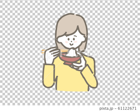 お餅を食べる女性のイラスト素材