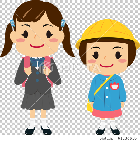 入園 小学校入学 女の子のイラスト素材