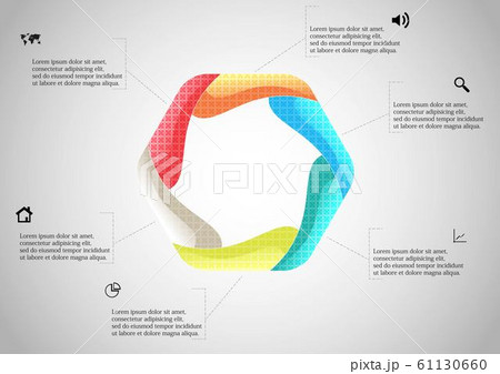 Hexagon infographic template created by six curved 61130660