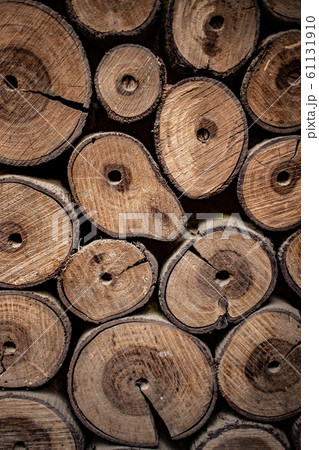 Wooden natural logs as background Wooden natural logs as background 61131910
