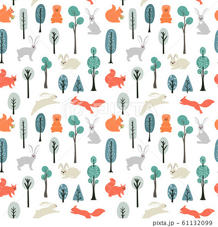 Seamless pattern. Squirrels, Hares 61132099