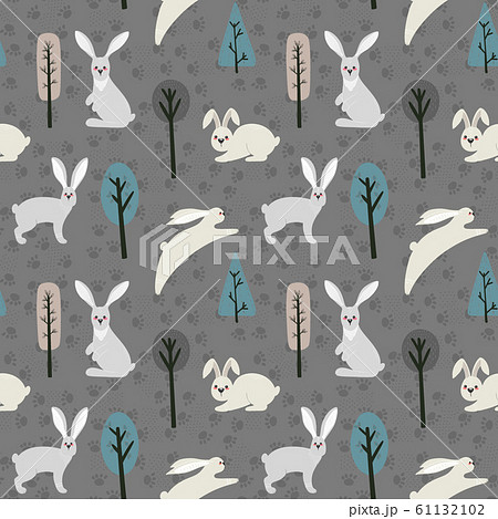 Seamless Pattern With Rabbit Hareのイラスト素材
