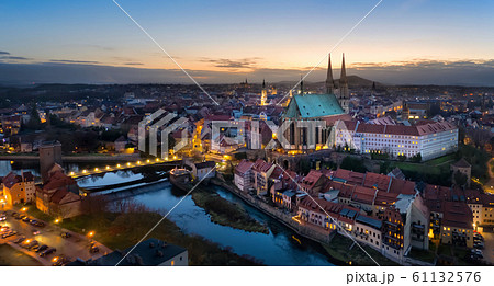 Gorlitz, Germany. Panoramic aerial view of old town at dusk Gorlitz, Germany. Panoramic aerial view of old town at dusk 61132576
