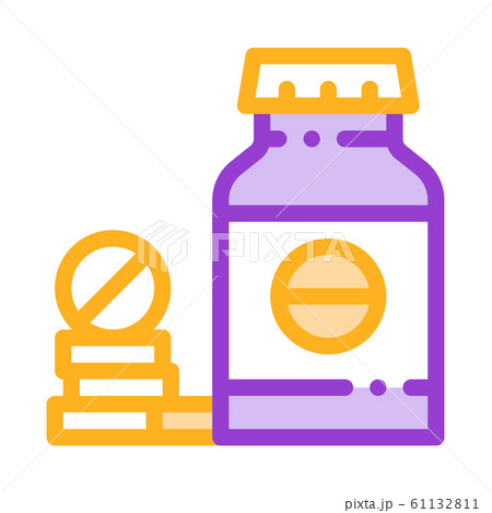 Bio Supplements Drugs Bottle Vector Thin Line Icon 61132811