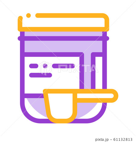 Supplements Bottle And Scoop Vector Thin Line Icon 61132813