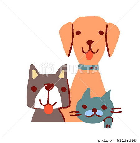 Three dogs and cats that are good friends - Stock Illustration [61133399] -  PIXTA
