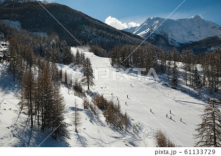 Skiing slopes from the top 61133729