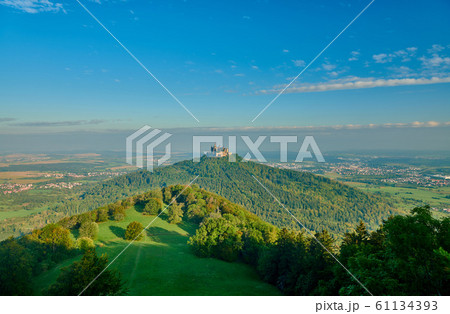 Hilltop Hohenzollern Castle on mountain top in 61134393