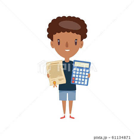 Smiling school kid. Cheerful elementary school student, kindergarten pupil cartoon character. Smiling school kid. Cheerful elementary school student, kindergarten pupil cartoon character. 61134871