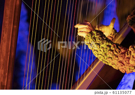 hands playing harp detail hands playing harp detail 61135077
