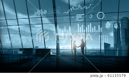 Business handshake in office on a background of infographics. 61135579