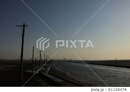 江川海岸　夕焼け　夕陽 61136476