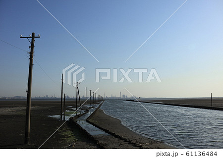 江川海岸　夕焼け　夕陽 61136484