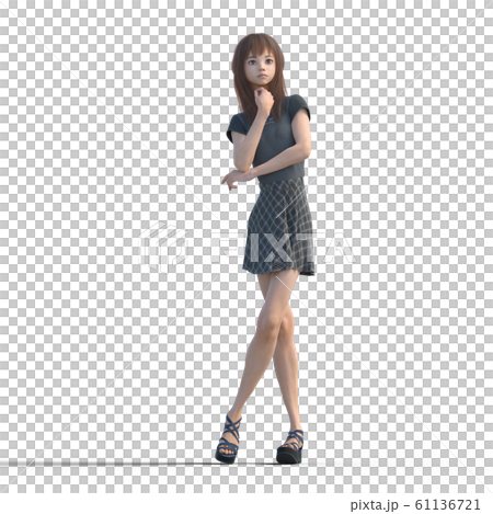 ポーズするカジュアルファッションの女性 Perming3dcgイラスト素材のイラスト素材