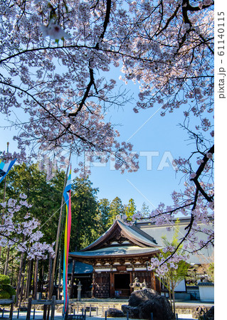 山梨県甲州市 恵林寺 開山堂と桜の写真素材 山梨県甲州市 恵林寺 開山堂と桜の写真素材