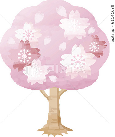 さくら 桜の木 春 お花見 水彩タッチ アナログ風のイラスト素材