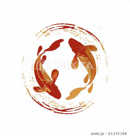 couple of Koi fish illustration in realistic brush couple of Koi fish illustration in realistic brush 61142168