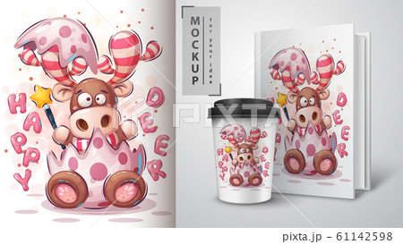 Merry christmas deer poster and merchandising Merry christmas deer poster and merchandising 61142598