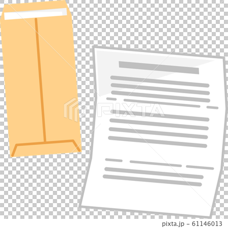 茶封筒と三つ折りの書類 61146013