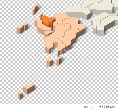 日本地図 九州地方 佐賀県のイラスト素材