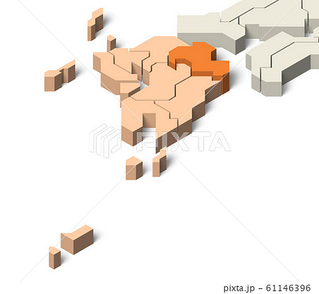 日本地図 九州地方 大分県のイラスト素材