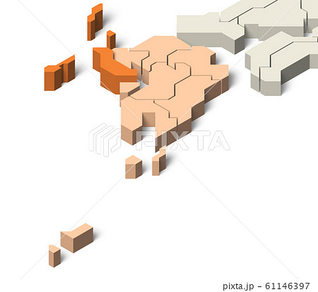 日本地図 九州地方 長崎県のイラスト素材