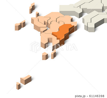 日本地図 九州地方 宮崎県のイラスト素材