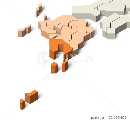 日本地図 九州地方 鹿児島県のイラスト素材