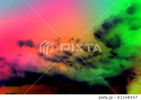 空 自然風景 虹色グラデーションのイラスト素材