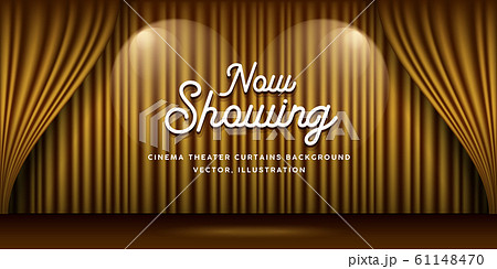 Cinema Theater curtains gold and lighting banner  61148470
