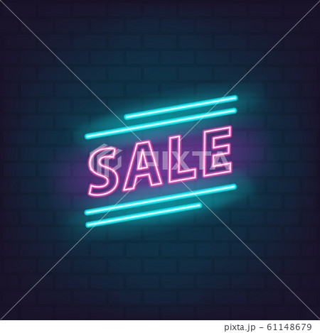 Sale neon sign vector discount offer price label for graphic design, logo, web site, social media, mobile app, ui illustration 61148679