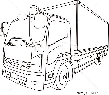 トラック イラスト シンプル 白黒 線画のイラスト素材 61149608 Pixta
