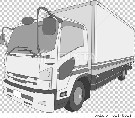 トラック イラスト シンプル 白黒のイラスト素材