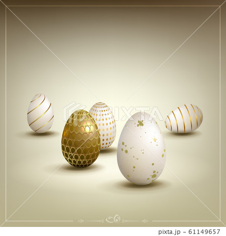 Easter composition in beige hue with the silhouette of eggs, design element 61149657
