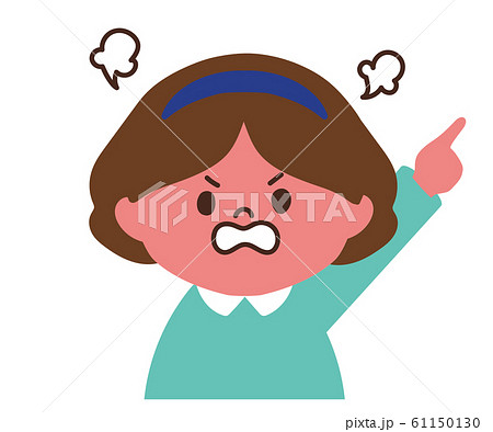 小さい女の子 怒り顔 指差しポーズ 右 のイラスト素材
