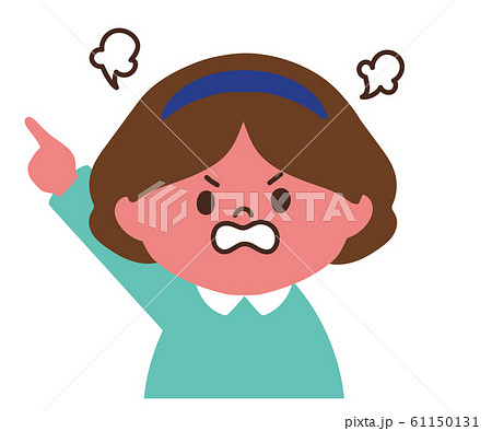 小さい女の子 怒り顔 指差しポーズ 左 のイラスト素材