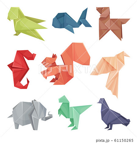 Origami Animals Vector Set Colorful Art Of のイラスト素材