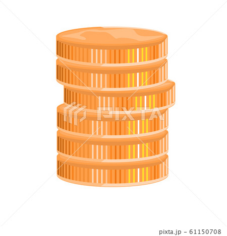 Stack of Gold Coins side view. Cartoon style flat and solid color. Vector illustration. Stack of Gold Coins side view. Cartoon style flat and solid color. Vector illustration. 61150708