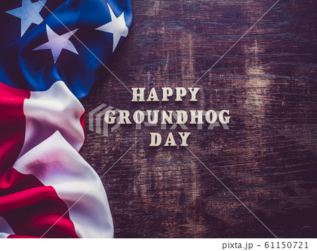 Groundhog Day Background. Close-up, top view, isolated 61150721