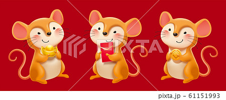 Brown mice holding red packet Brown mice holding red packet 61151993