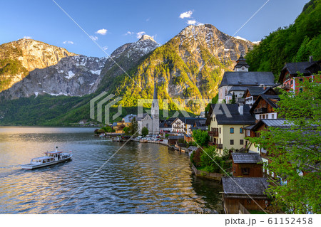 Hallstatt Austria, Nature landscape of Hallstatt village with lake and mountain 61152458