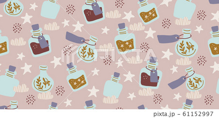 Seamless pattern - colorful magic potion bottles Seamless pattern - colorful magic potion bottles 61152997
